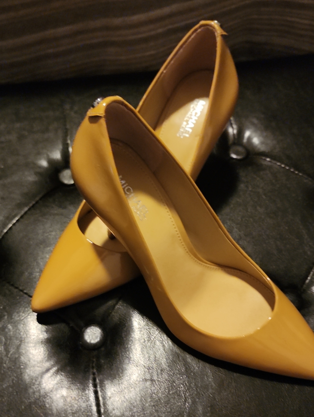 Michael Kors Mustard Patent Pointed-Toe Pumps